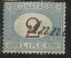 ITALIA REGNO ITALY KINGDOM 1870 - 1874 SEGNATASSE TAXES DUE TASSE CIFRA NUMERAL LIRE 2 TIMBRATO USED - Postage Due