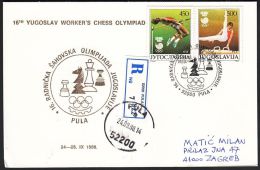 Yugoslavia 1988, Registered Illustrated Card "Workers Chess Olympiad" W./ Special Postmark "Pula", Ref.bbzg - Covers & Documents