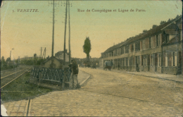 60 VENETTE / Rue De Compiègneet Ligne De Paris /  Carte Couleur Glacée - Venette