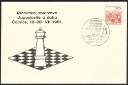 Yugoslavia 1981, Illustrated Card "Junior Chess Championship In Cajnice" W./ Special Postmark "Cajnice",ref.bbzg - Covers & Documents