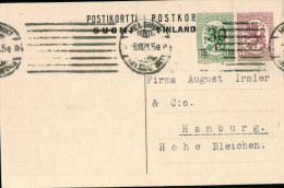 Finnland (Finland). Ganzsache Mit Zusatzfrankatur. Postkarte 60 P, Briefmarke 10 P Mit Überdruck 30 P. (1921) - Covers & Documents