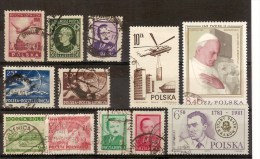 POLOGNE - LOT DE TIMBRES OBLITERES - JEAN PAUL 2 - HELICOPTERE - AVION - Collections