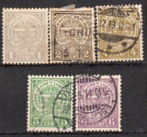 Lot 5 Timbres  - Oblitéré - Ecusson   -  LUXEMBOURG - 1907-24 Wapenschild