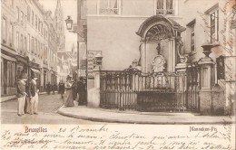 BRUXELLES - FOLKLORE : En Visite à Manneken-Piss, Rue De L'Etuve. CPA Animée Précurseurs. - Berühmte Personen