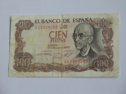 100 Pesetas - Cien Pestas - ESPAGNE-  17.11.1970 El Banco De ESPANA **** EN ACHAT IMMEDIAT **** - 1000 Peseten