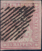 Schweiz 1856 Strubel Zu#24F DünnesPapier Befund - Oblitérés