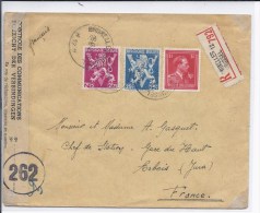 N°676-685-690 Bruxelles 12-28.8.45 S/l. Recomm. V.Arbois(Jura)-censure Belge Av.N°262.TB - WW II (Covers & Documents)