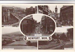 1940s Postcard NEWPORT MONMOUTHSHIRE High Street , Bridge , Commercial Street , Panty Rheos Alltyrn, Belle Vue Park , Gb - Monmouthshire