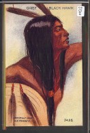 INDIAN - CHIEF BLACK HAWK  - CARTE EN RELIEF - PRÄGE KARTE - EMBOSSED CARD - TB - Ohne Zuordnung