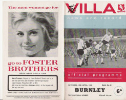 PROGRAMME MATCH ASTON VILLA  V   BURNLEY    1966 - Livres