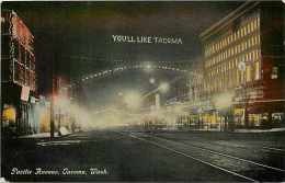 224005-Washington, Tacoma, Pacific Avenue At Night, Frank A. Neyhart By Curt Teich No A8416 - Tacoma