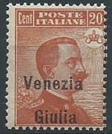 1918-19 VENEZIA GIULIA EFFIGIE 20 CENT MNH ** - ED733-5 - Venezia Giulia