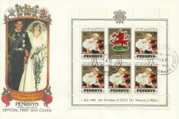 Penrhyn 1982 21 June Birth Of Prince William Of Wales 30c Souvenir Sheet FDC - Penrhyn