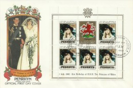 Penrhyn 1982  21 June Birth Of Prince William Of Wales 70c Souvenir Sheet FDC - Penrhyn