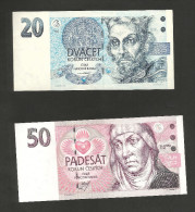 [NC] CZECH REPUBLIC - 20 & 50 KORUN (1993) - LOT Of 2 DIFFERENT BANKNOTES - Czech Republic