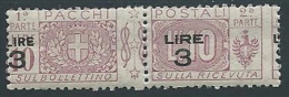 1923-25 REGNO PACCHI POSTALI 3 SU 10 LIRE VARIETà SOPRASTAMPA MNH ** - ED774 - Colis-postaux