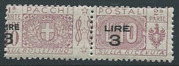 1923-25 REGNO PACCHI POSTALI 3 SU 10 LIRE VARIETà SOPRASTAMPA MNH ** - ED775 - Pacchi Postali