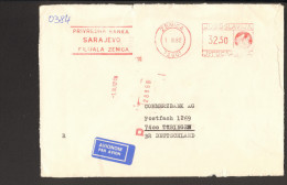 Jugoslawien Luftpost-Einschreibebrief Einer Bank Aus Sarajevo V.1982 Mit R-Stempel Und Freistempel - Covers & Documents