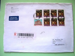 Poland 2010 Registered Cover To Nicaragua - Building - Paintings  Christmas Christ - Lettres & Documents