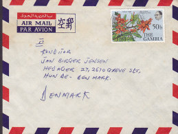 Gambia Airmail Par Avion Cover Brief To GREVE STR. Denmark Coral Tree Stamp - Gambia (1965-...)