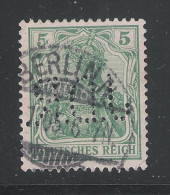 PERFIN DEUTSCHES REICH - 1902 - Valore Usato Da 5 P. Figura Allegorica Con Perforzione - In Buone Condizioni. - Perforiert/Gezähnt