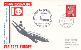 Tokyo Zurich 1974 Par DC-10 Swissair - 1er Vol Erstflug Inaugural Flight -  Suisse - Lettres & Documents