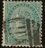 NZ 1874 1/- Green QV SG 184 CP C6c U #CW22 - Gebraucht