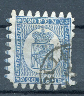 Finland/Russia 1866-74 Serpentine Roulette 20p Blue Sc 9 FA 8  Used - Used Stamps