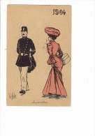 Illustration L. VALLET - Aujourd'hui - 1904 - Femme Chapeau Homme Soldat Uniforme - Thème Militaria Mode - - Vallet, L.