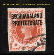 BECHUANALAND PROTECTORATE    Scott  # 69 VF USED ON PIECE - 1885-1964 Bechuanaland Protettorato