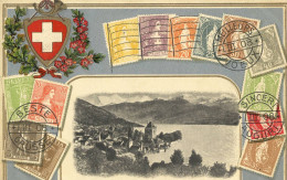 CPA ( SUISSE) OBERHOFEN AM THUNERSEE (timbres)  (HC) - Oberhofen Am Thunersee