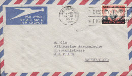 South Africa Airmail Par Avion Slogan "Bestry Kanken FIGHT CANCER" JOHANNESBURG 1956 Cover Brief AARAU Switzerland - Aéreo