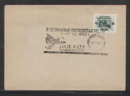 POLAND 1955 2ND NATIONAL GLIDING CHAMPIONSHIPS COMM CANCEL ON COVER LISIE KATY NEAR GRUDZIADZ GLIDER AIRPLANE AIRCRAFT - Gliders