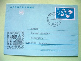 United Nations Vienna 1991 Special Cancel Lilienthal'91 On Aerogramme - Birds - Cartas & Documentos