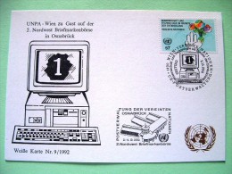 United Nations Vienna 1992 FDC Maxicard - Science And Technology - Green Thumb Growing Flowers + Osnabruck Cancel - Briefe U. Dokumente
