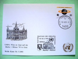 United Nations Vienna 1993 Special Cancel Marke + Munze On Postcard - Healthy Environment - Earth Globe - Briefe U. Dokumente