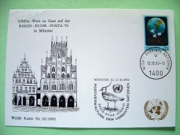 United Nations Vienna 1993 Special Bird Cancel Rhein-Ruhr-Posta On Postcard - Earth Globe With Birds (Scott 149 = 2.5... - Cartas & Documentos