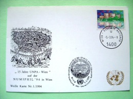 United Nations Vienna 1994 Special Cancel NUMPHIL On Postcard - UN Office - Cartas & Documentos