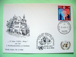 United Nations Vienna 1994 Special Cancel KOBLENZ On Postcard - Year Of The Family - Cartas & Documentos