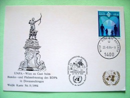 United Nations Vienna 1994 Special Moon Landing Cancel DONAUESCHINGEN On Postcard - Year Of The Family - Bow Diana St... - Cartas & Documentos