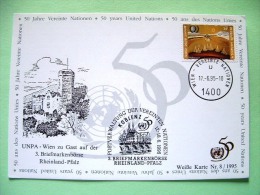United Nations Vienna 1995 Special Cancel KOBLENZ On Postcard - Youth Year - Teepees - Cartas & Documentos