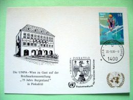 United Nations Vienna 1996 Special Eagle Cancel PINKAFELD On Postcard - Health Sport Olympics Gymnastics - Cartas & Documentos