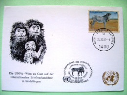 United Nations Vienna 1997 Special Zebra Cancel SINDELFINGEN On Postcard - Zebra - Monkeys - Cartas & Documentos