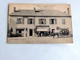 Carte Postale Ancienne : PIERREBUFFIERE : Hotel De La Providence , M. Sarre , Propriétaire, Attelage - Pierre Buffiere