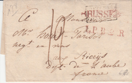 BELGIUM USED COVER 16/04/1822 ISEGHEM VERS RICEYS AUBE FRANCE PAYS-BAS PAR VALENCIENNES MARQUES BRUSSEL LPB2R - 1815-1830 (Dutch Period)