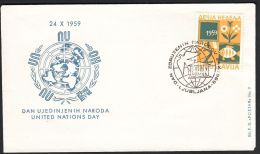 Yugoslavia 1959, Illustrated Cover "United Nations Day 1959" W./ Special Postmark "Ljubljana", Ref.bbzg - Lettres & Documents