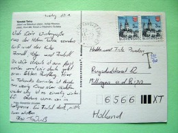 Slovakia 1998 Postcard "Tatra Mountains Lake" Sent To Holland - Banska Church - TAX Cancel - Briefe U. Dokumente