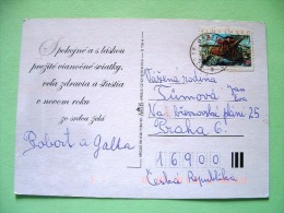 Slovakia 2001 Postcard "Champagne Wine - Apple" Sent Locally - Book Illustrations - Boat - Brieven En Documenten