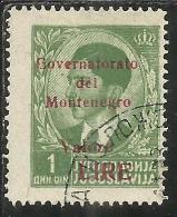 OCCUPAZIONE ITALIANA MONTENEGRO 1942 GOVERNATORATO RED OVERPRINTED SOPRASTAMPA ROSSA LIRE 1 D USED - Montenegro