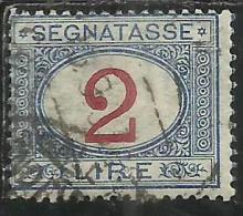 ITALIA REGNO ITALY KINGDOM 1903 SEGNATASSE TAXES DUE TASSE CIFRA NUMERAL LIRE 2  USATO USED - Taxe